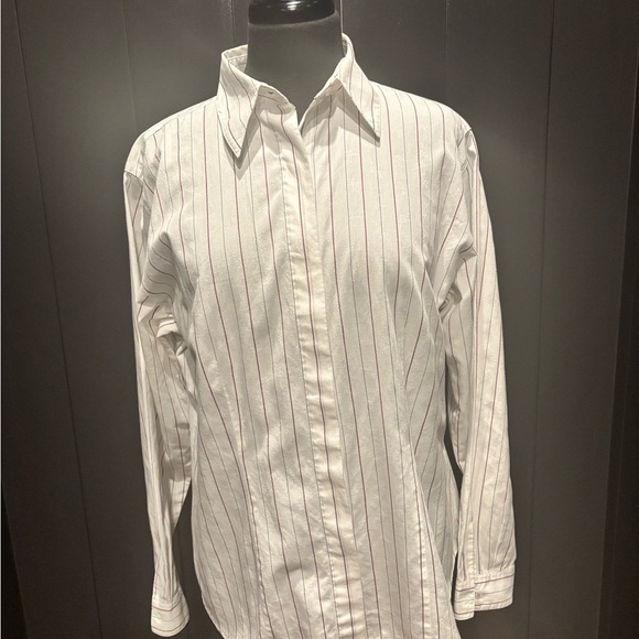 Women’s Pendleton red and gray pin striped with floral embellishment. - Picture 1 of 7